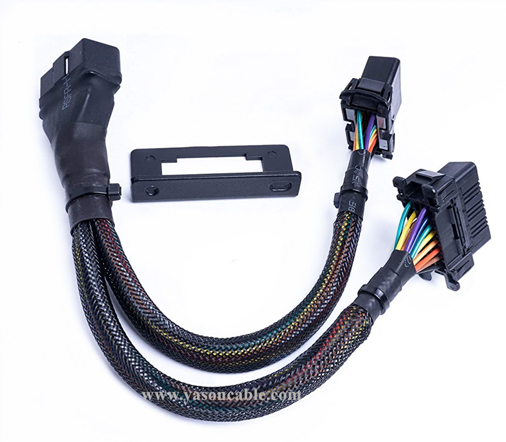 Obdii Cable Obd2 16pins Male To 2 Female Splitter Y Cable 20awg Thick Wire 4484